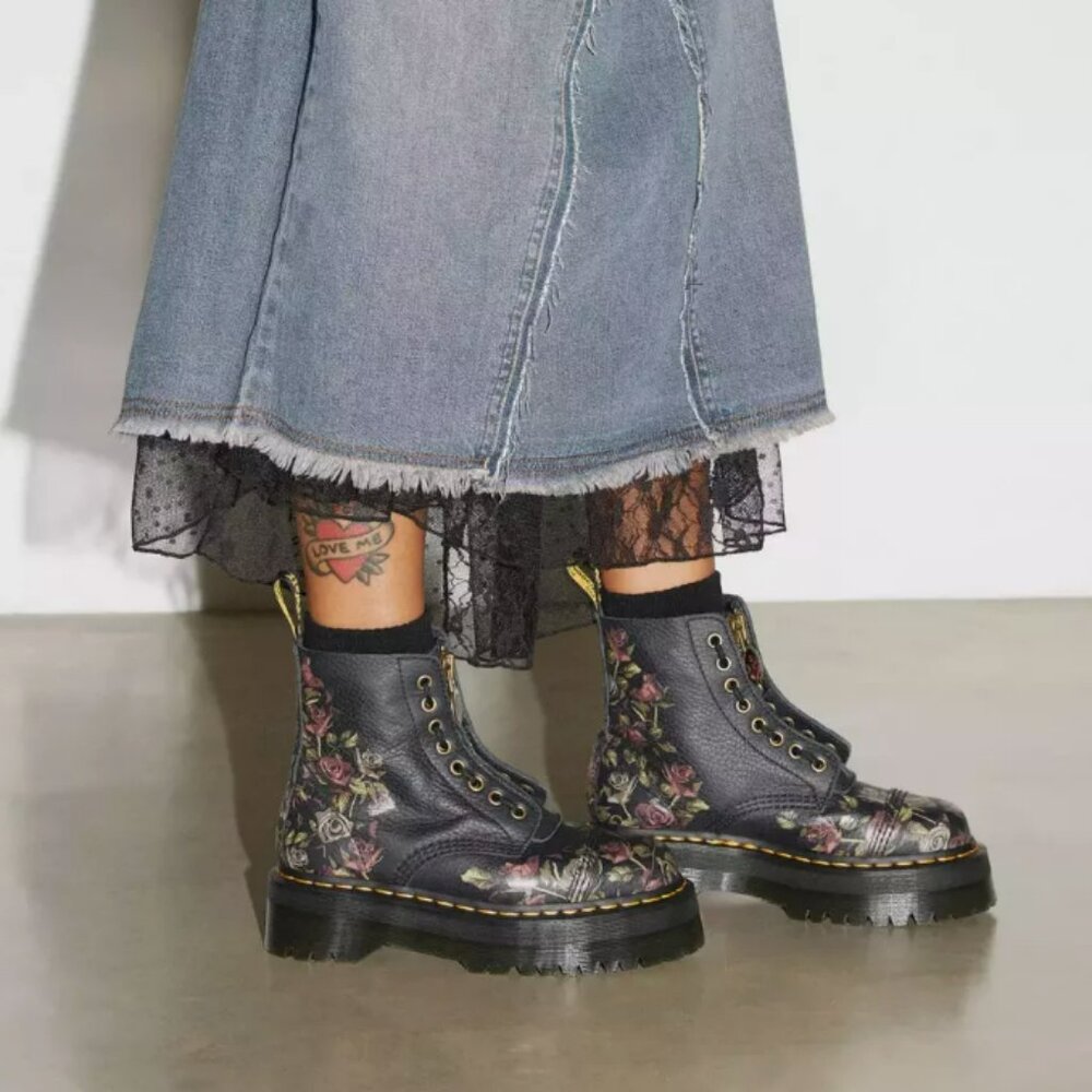 DR. MARTENS SINCLAIR DECAYED ROSES LEATHER PLATFORM BOOTS MSRP$280 Most Beloved - Picture 5 of 16